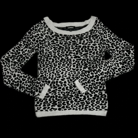 EXPRESS Animal Print Sweater Soft Stretch Long Sleeve Pull Over Women’s Small - Picture 8 of 11